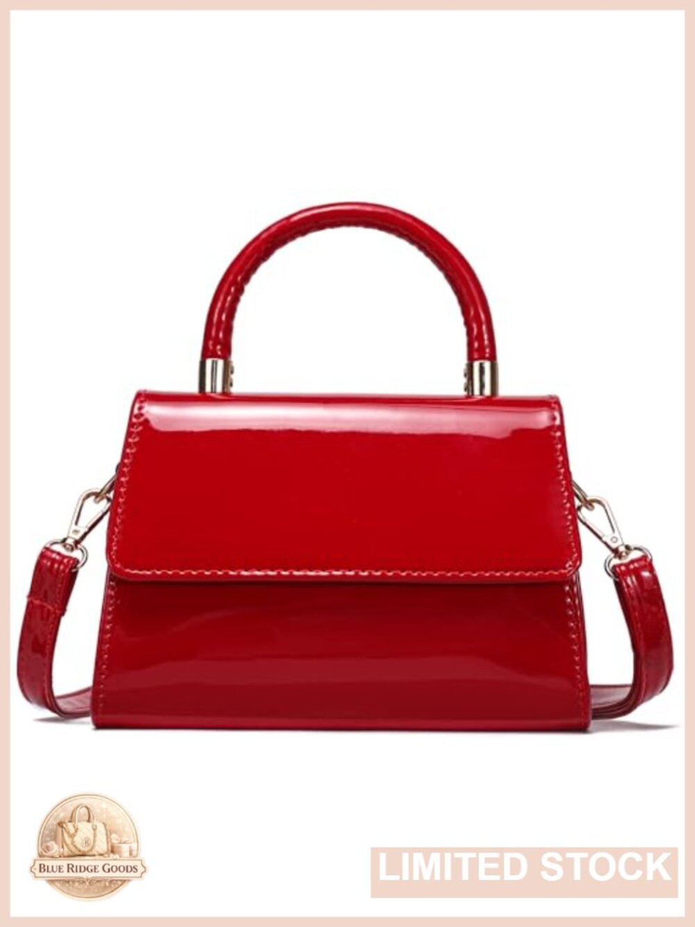Small Crossbody Bag Mirrored PU Satchel Adjustable Strap